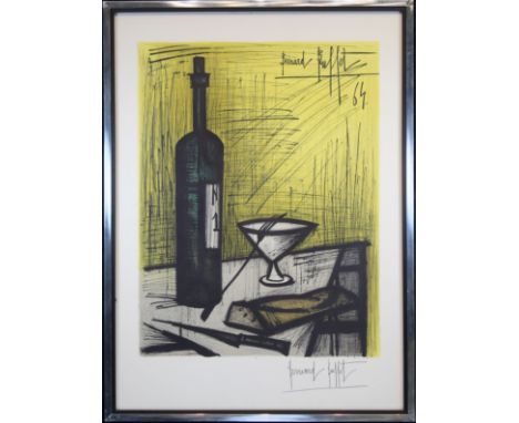 Bernard Buffet (French, 1928-1999) Lithograph. "Bread and Wine",1964. Color Lithograph, done in stone. Pencil Signed lower ri