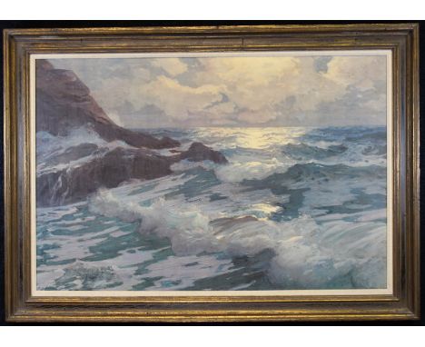Vintage Framed 20th C. Seascape Print. Sight Size: 23.5 x 35 in. Overall Size: in.