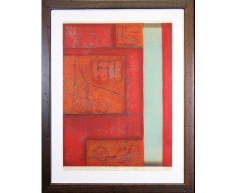 Signed, 1975 Japanese Colored Lithograph. Titled "Memories of Travel". Signed and dated ('75) lower right.Sight Size: 20.5 x 