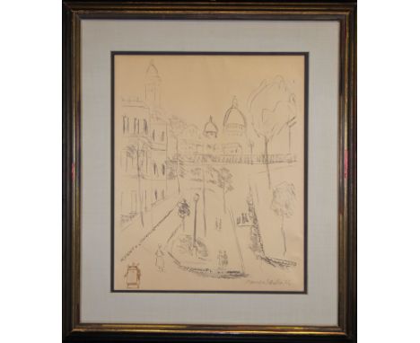 Maurice Utrillo (French, 1883-1955) "Sacre Coeur" Lithograph. Signed in plate lower right. Sight Size: 15.5 x 12.5 in. Overal