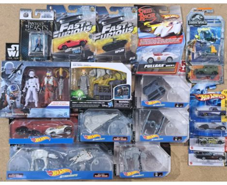 Hot Wheels Mattel and similar, a mixed group to include Star Wars Darth Vader, Princess Leia, AT-AT, Rebel Snowspeeder and ot