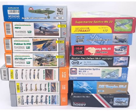 Eduard, Ark Models and similar, a boxed group of mixed scale military plastic kits. Conditions although not checked for compl