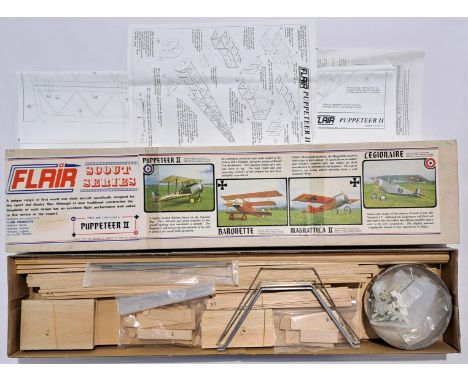 Flair Products (Scout Series) a boxed balsa wood, metal and plastic constructed Aviation Model comprising of "Puppeteer II" w