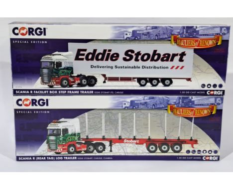 Corgi “Hauliers of Renown” Special Edition. A boxed 1/50 scale pair to include, CC13742 Scania R Log Trailer and other. Condi