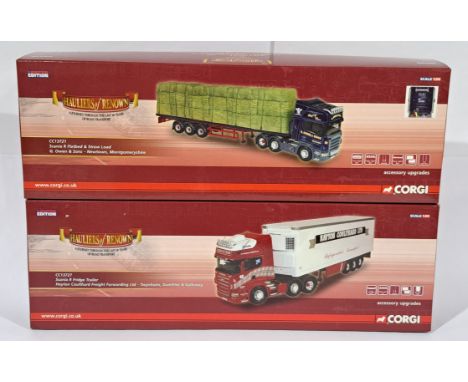 Corgi &ldquo;Hauliers of Renown&rdquo; a boxed 1/50 scale pair to include, CC13721 Scania R Flatbed &amp; Straw Load and othe