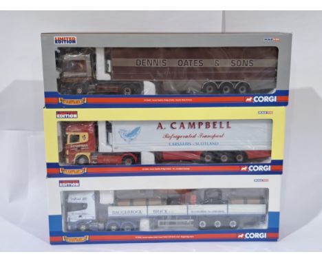 Corgi &ldquo;Hauliers of Renown&rdquo; a boxed trio of 1/50 scale trucks to include CC12929, CC12929 and CC12925. Conditions 