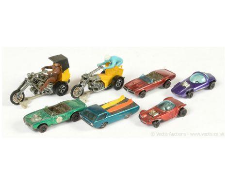 Hot Wheels (Mattel) Redline group to include Deora with orange and yellow surfboards; Custom Firebird plus others, also inclu