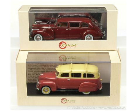 Esval Models (1/43rd scale) a pair (1) Packard 1807 Passenger Limousine 1941 - maroon, whitewall tyres and (2) Chevrolet 3100