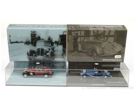 Minichamps (1/43rd scale) Horch 8534 - maroon including interior, black, silver and chrome trim and Horch 855 Spezial Roadste