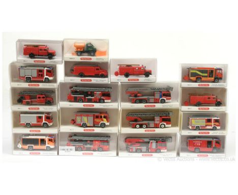 Wiking (1/87th scale) plastic related Fire Engines including Turntable Fire Engine; Pumper; plus others, also includes Merced