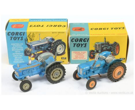 Corgi 55 Fordson Power Major Tractor - blue body with dull orange plastic hubs, silver trim, seat and steering wheel - Fair t