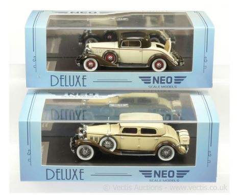 Neo Scale Models (1/43rd scale) Buick Series Sixty-Six Sport S Coupe 1932 - cream body, brown chassis and hood, red wheels wi