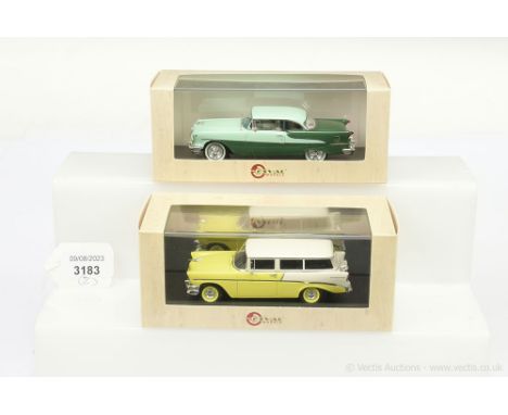 Esval Models (1/43rd scale) a pair (1) Chevrolet Handyman 2-door Wagon 1956 two-tone white, yellow including wheels, chrome t