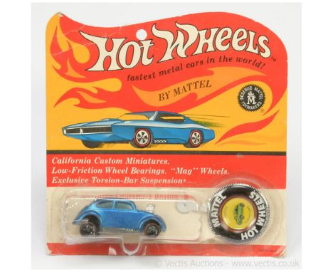 Hot Wheels (Mattel) Redline 6220 Custom Volkswagen - metallic blue with opening sunroof - Fair to Good with tinplate button/b