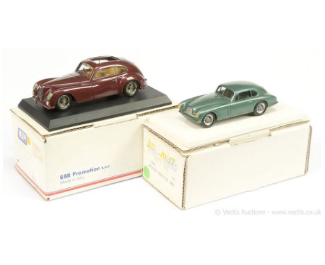 A pair of resin (1/43rd scale) models (1) BBR Alfa Romeo Cabriolet 1950 - maroon, chrome and silver trim and Heaco Models Ast