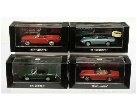 Minichamps (1/43rd scale) group to include (1) Fiat Dino 2400 Spider - green; Maserati Mistral Spyder 1964 - red; Alfa Rome 2