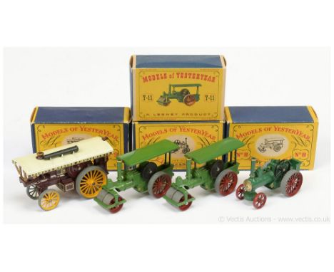 Matchbox Models of Yesteryear group to include Y1 Allchin Traction Engine - green, gold boiler door, angled tread; Y9 Fowler 