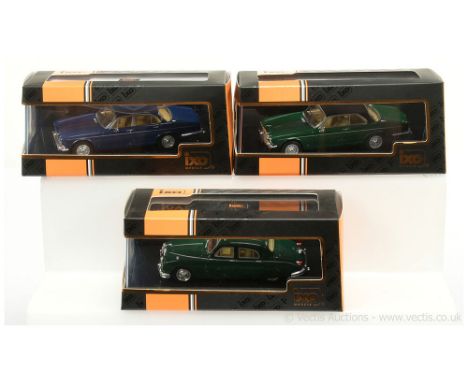 Ixo Models (1/43rd scale) group of 3 (1) Jaguar XJ Mark I - blue body; (2) Jaguar XJ12C - green, black roof and (3) Jaguar Ma