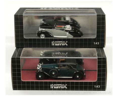 Matrix (1/43rd scale) MX40402 Daimler Carlton 1938 - black, silver side panels, green interior and MX50806 Hispano Suiza Park