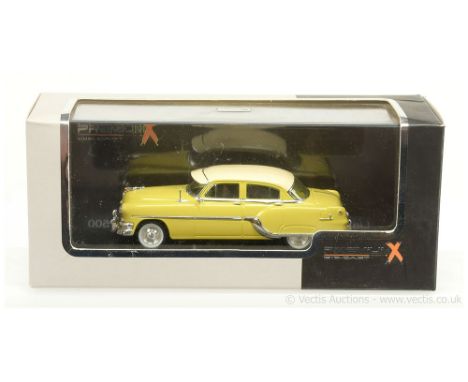 Premium X Models 183195 Pontiac Chieftain 1954 - pale yellow, cream roof, chrome trim, whitewall tyres - this (1/43rd scale) 