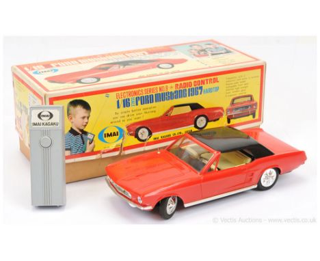 Imai (Japan) (1/16th scale) Ford Mustang 1967 Hard-top plastic radio controlled issue finished in red, black hood, cream inte