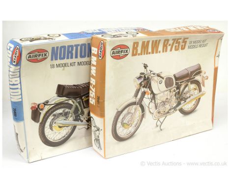 Airfix a pair of (1/8th scale) Motorcycle plastic kits (1) 20480 Norton Commando 750 and (2) BMW R75/5 - conditions appear to