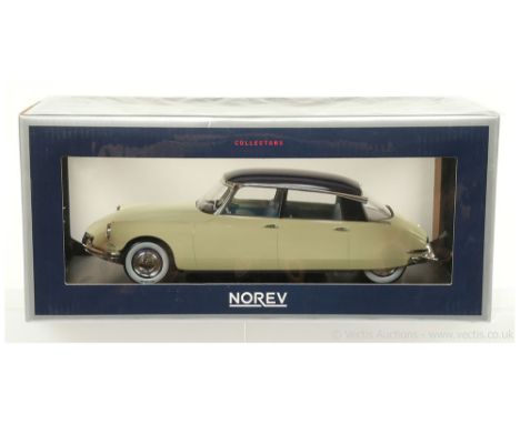 Norev (1/18th scale) Citroen DS19 - cream body, chrome trim, whitewall tyres - Mint including presentation window box still i