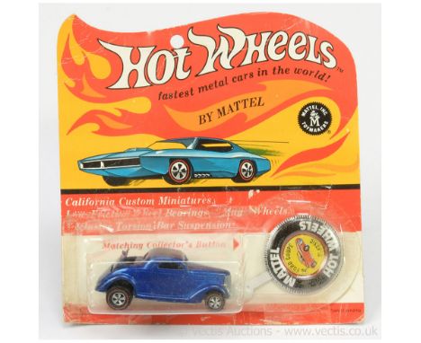 Hot Wheels (Mattel) Redline 6253 Classic 36 Ford Coupe - metallic blue, black roof panel - overall condition appears to be ge