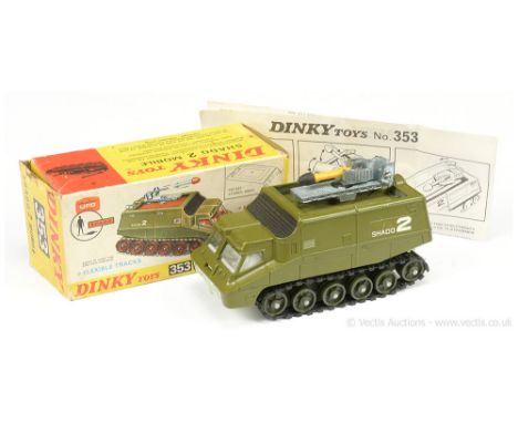 Dinky 353 "UFO" Shado 2 Mobile - green body with pale green base, dark green large rollers with black rubber tracks, pale gre
