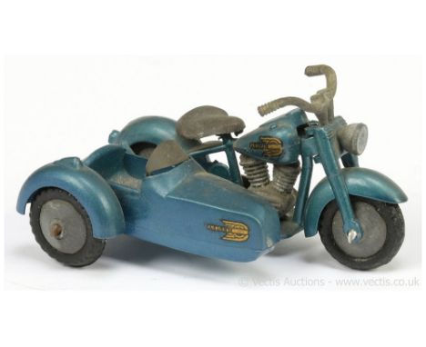 Tekno early issue Harley Davidson Motorcycle &amp; Sidecar - finished in blue, solid wheels with black tyres - although overa
