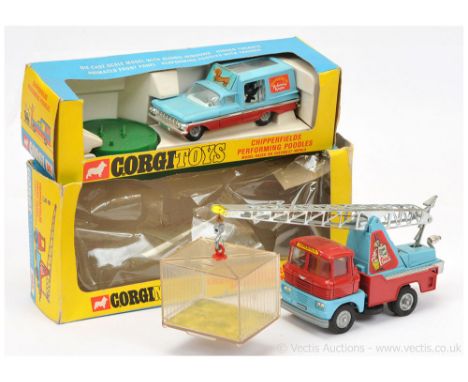 Corgi "Chipperfield Circus" 511 Chevrolet Impala two-tone blue, red, chrome trim and side flashes, cast hubs, comes with one 