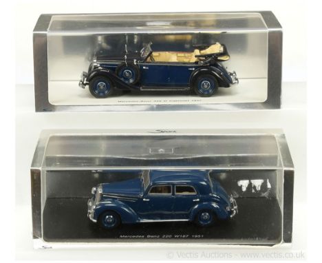 Spark (1/43rd scale) S1001 Mercedes 220 W187 1951 - blue and S1054 Mercedes 320D Cabriolet 1937 - blue, black, cream interior