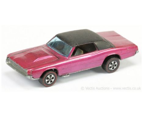 Hot Wheels (Mattel) Redline Custom T-Bird - finished in metallic purple, black hood - Good (does have small chips on edges).