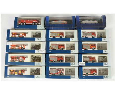 RM (Rietzeautomodelle) a group of plastic Fire related models including Marquis Turntable Ladder; Pumper; plus others - condi