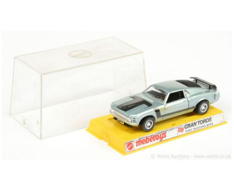 Mebetoys (Gran Toros) 6611 Ford Mustang Boss - light silver-blue, black interior, trim and stripes, chrome bumpers and 5-spok