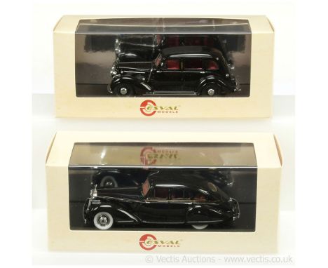 Esval Models (1/43rd scale) a pair (1) Invicta 1948 Black Prince Saloon by Charlesworth - black body, whitewall tyres and (2)