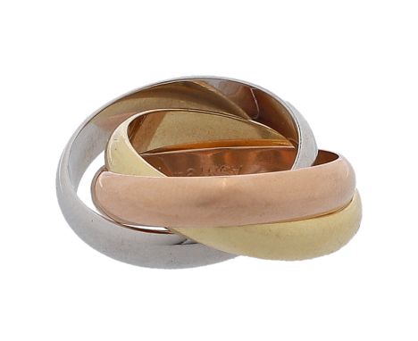 CARTIER Ring "TRINITY", Gr. 51. 750 GG/WG/RG. Etui anbei. Leichte Tragespuren. | CARTIER "TRINITY" ring, size 51. 750 GG/WG/R