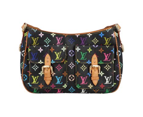 LOUIS VUITTON Schultertasche "LODGE GM", Koll. 2005. Letzter LP.: 1.480,-€. Monogram Multicolor Serie auf schwarzem Grund mit