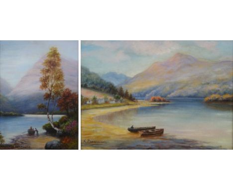 K. BAINBRIDGE (EARLY TWENTIETH CENTURY) OIL PAINTINGS ON CANVAS, A SUITE OF THREE respectively 'Loch Lomond', Loch Voil' and 