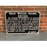 Great Western Railway Notice Cast Iron Sign