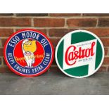 Castrol and Esso Circular Metal Signs