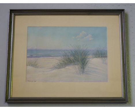 Lange, R . Unentschl.: Dünen auf einer NordseeinselFeines Pastell,  links unten sign. und datiert  1934,  ungeöffnet 29x40cm,