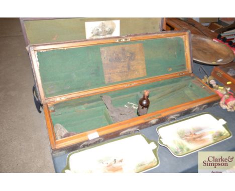 A vintage leather mounted and light oak gun case by Charles Lancaster, New Bond Street, London