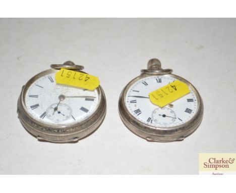 A silver cased pocket watch and another