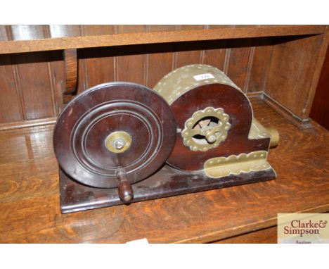 A set of vintage mahogany and brass hand operated bellows