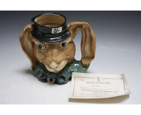 ROYAL DOULTON PROTOTYPE  CHARACTER JUG SAMPLE OF THE MARCH HARE, coming with Doulton certificate of sale at Phillips 'Marriag