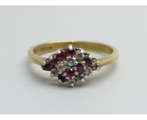 A silver gilt, ruby and white topaz ring, L/M 