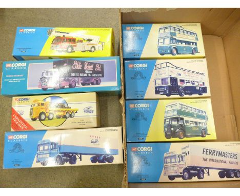 Eight Corgi Classics model vehicles including a Nottingham trolley bus, all boxed 