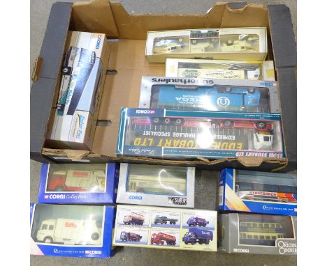 Eleven Corgi and other model vehicles including Eddie Stobart HGV, boxed 