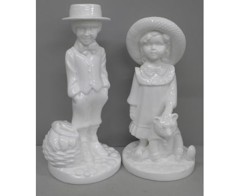 A pair of Spode figures by Pauline Shone, Elizabeth and Daniel 